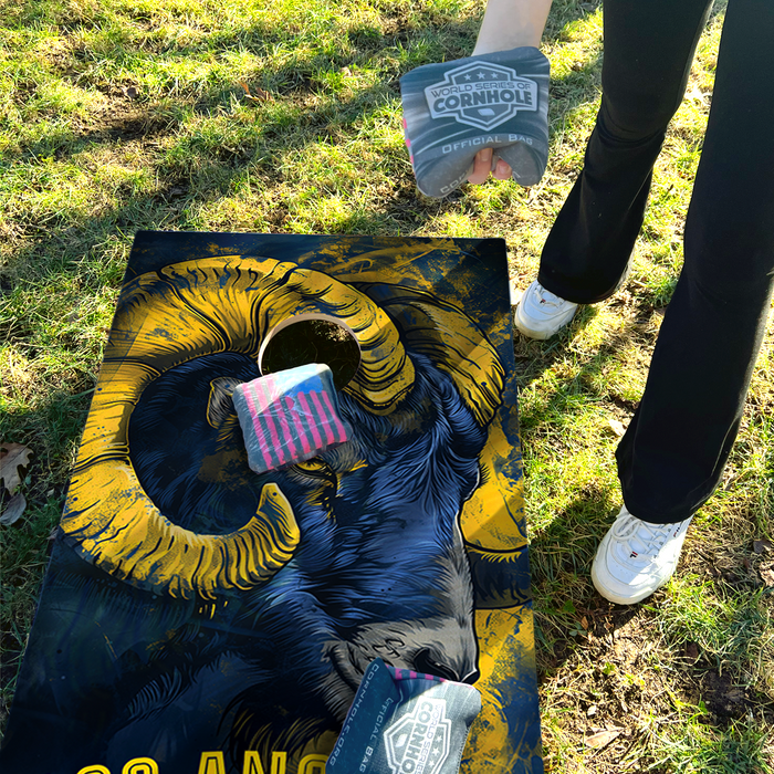 World Series of Cornhole Recreational Cornhole Set - Los Angeles Rams Boards with Yellow and Royal Blue Bags