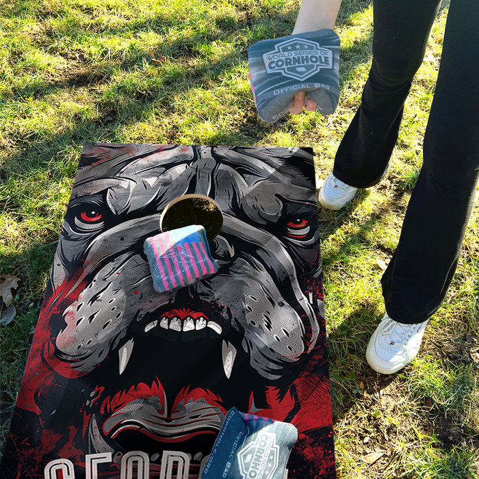 World Series of Cornhole Recreational Cornhole Set - Georgia Bulldogs Boards with Black and Red Bags