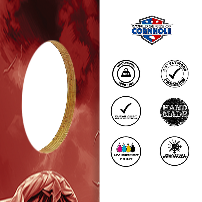 World Series of Cornhole Recreational Cornhole Set - Oklahoma Sooners Boards with Red and White Bags