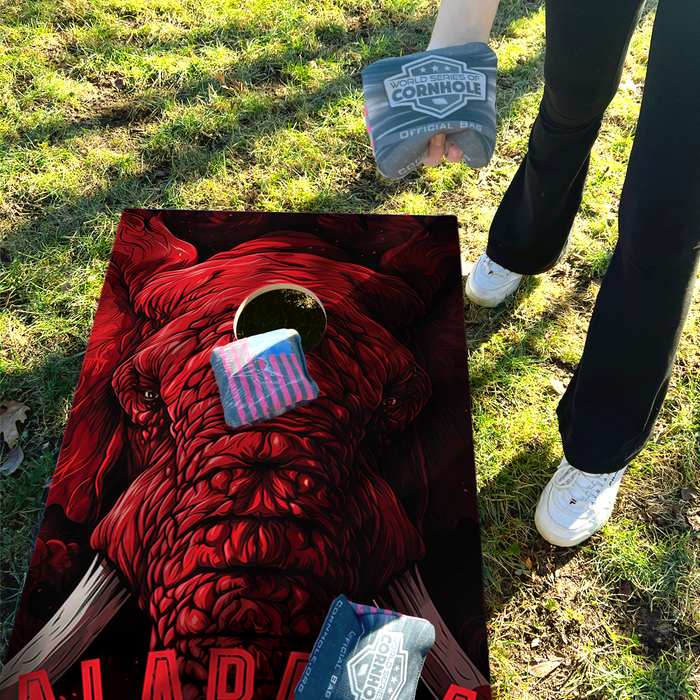 World Series of Cornhole Recreational Cornhole Set - Alabama Crimson Tide Boards with Red and White Bags