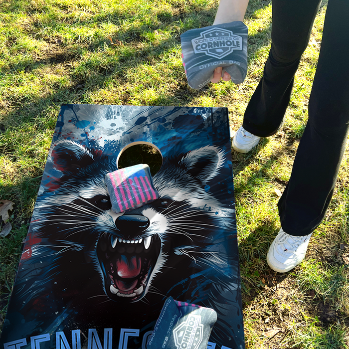 World Series of Cornhole Recreational Cornhole Set - Tennessee Titans Boards with Red and Blue Bags