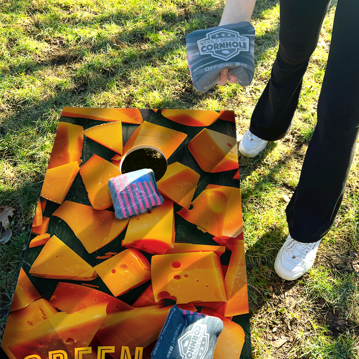 World Series of Cornhole Recreational Cornhole Set - Green Bay Packers Boards with Gold and Hunter Green Bags