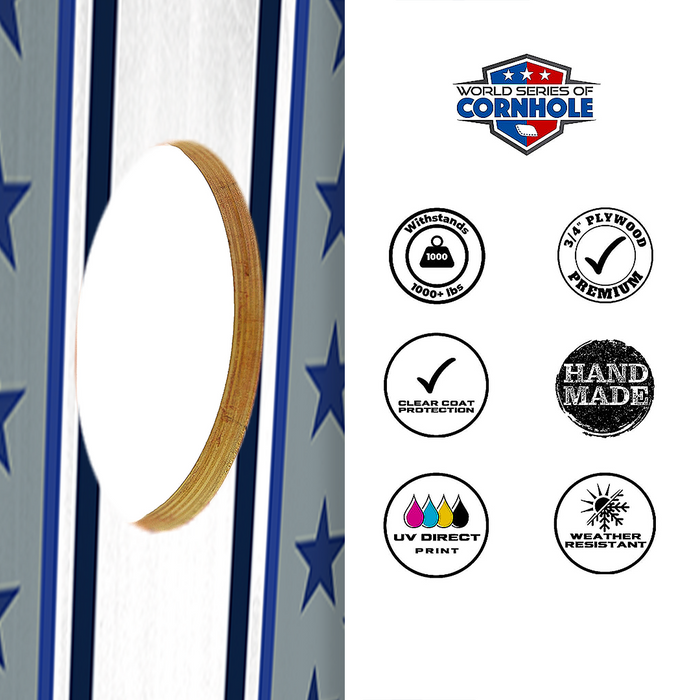 World Series of Cornhole Recreational Cornhole Set - Dallas Cowboys Boards with White and Royal Blue Bags