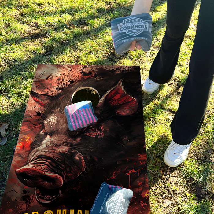 World Series of Cornhole Recreational Cornhole Set - Washington Commanders Boards with Yellow and Red Bags