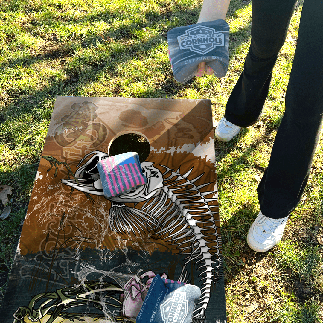 Recreational Cornhole Set World Series of Cornhole Recreational Cornhole Set - Withering Wilds Largemouth Bass Boards with Red and Royal Blue Bags