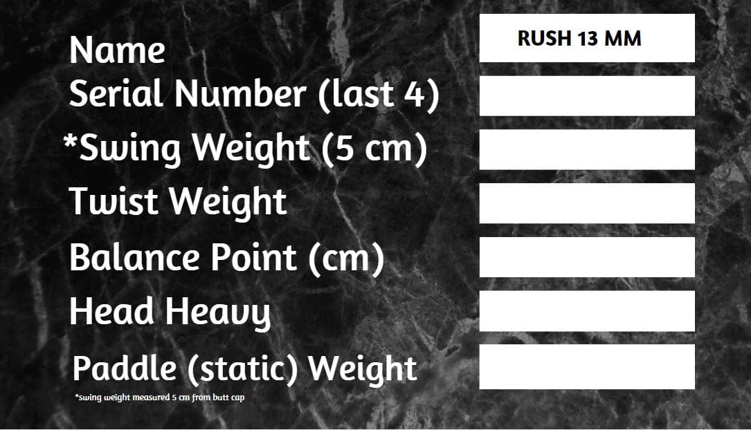 Pickleball Paddle RUSH 13 (PINK)  Includes custom weight card, paddle cover, paddle eraser, and lead weights.