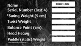 Pickleball Paddle RUSH 13 (PINK)  Includes custom weight card, paddle cover, paddle eraser, and lead weights.