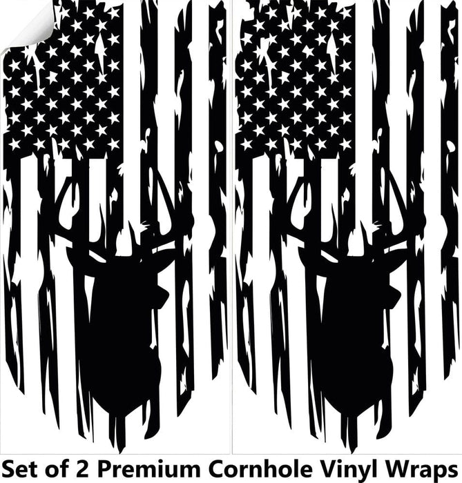 White Deer Cornhole Boards Wraps (Set of 2)