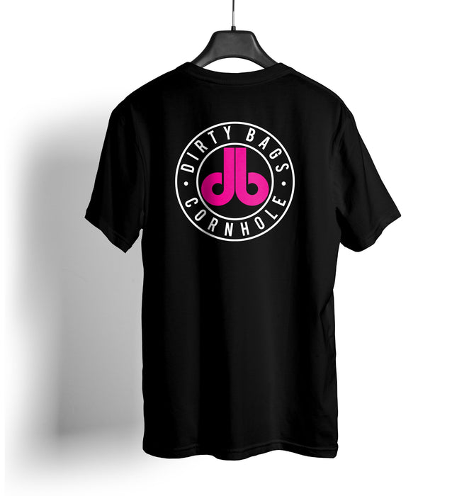 Cornhole T Shirt - Pink on Black