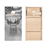 American Flag Antlers Star Cornhole Boards