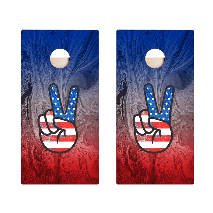 American Flag Peace Sign Star Cornhole Boards