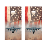 American Flag With Jet Star Cornhole Boards