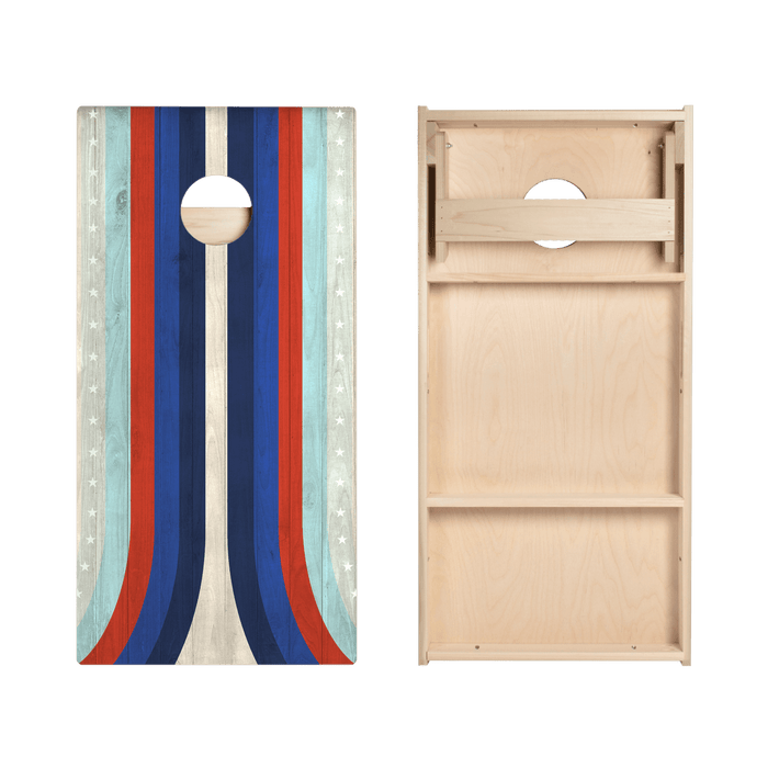 American Moto Curved Stripes Star Cornhole Boards