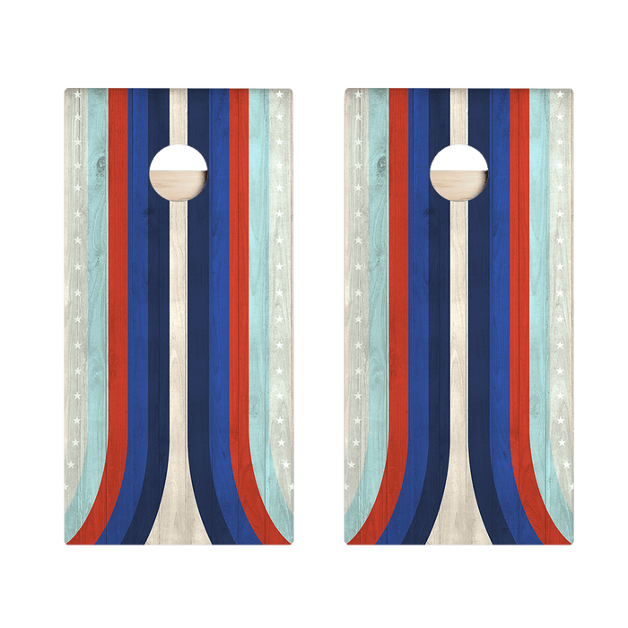 American Moto Curved Stripes Star Cornhole Boards