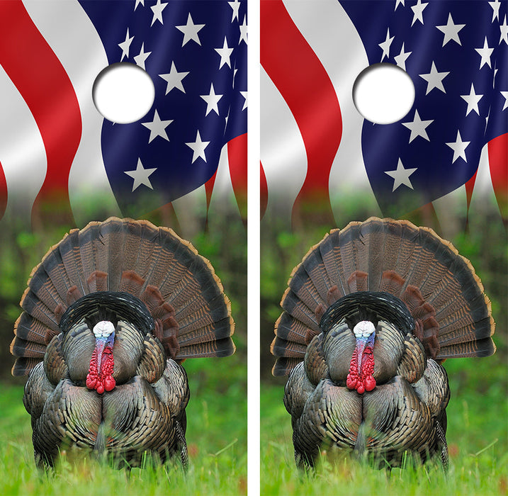American Flag Turkey Cornhole Design