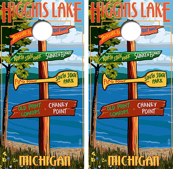 Higgins Lake Michigan Cornhole Design