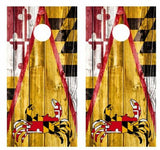 Maryland Crab Themed Barnwood Cornhole Design
