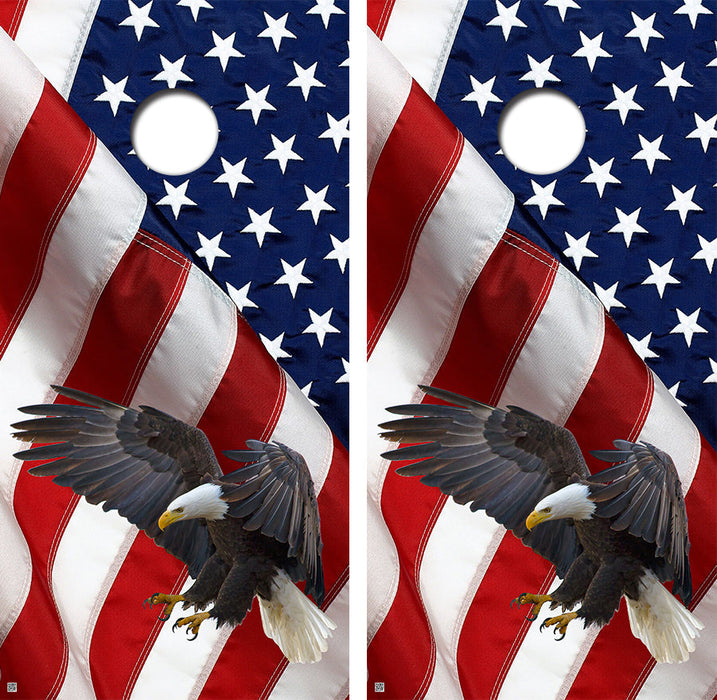 Bald Eagle American Flag Cornhole Design