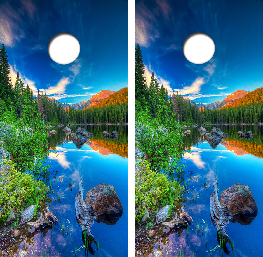 Wilderness Backdrop Cornhole Design