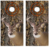 White Tail Buck Camo Cornhole Design