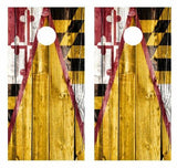 Maryland Themed Barnwood Cornhole Design