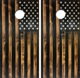 Wood American Flag Cornhole Design