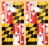 Maryland Flag Barnwood Cornhole Design