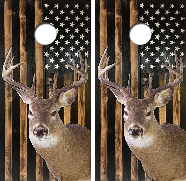 Buck Wood American Flag Cornhole Design