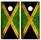 Grunge Jamacian Flag Cornhole Design