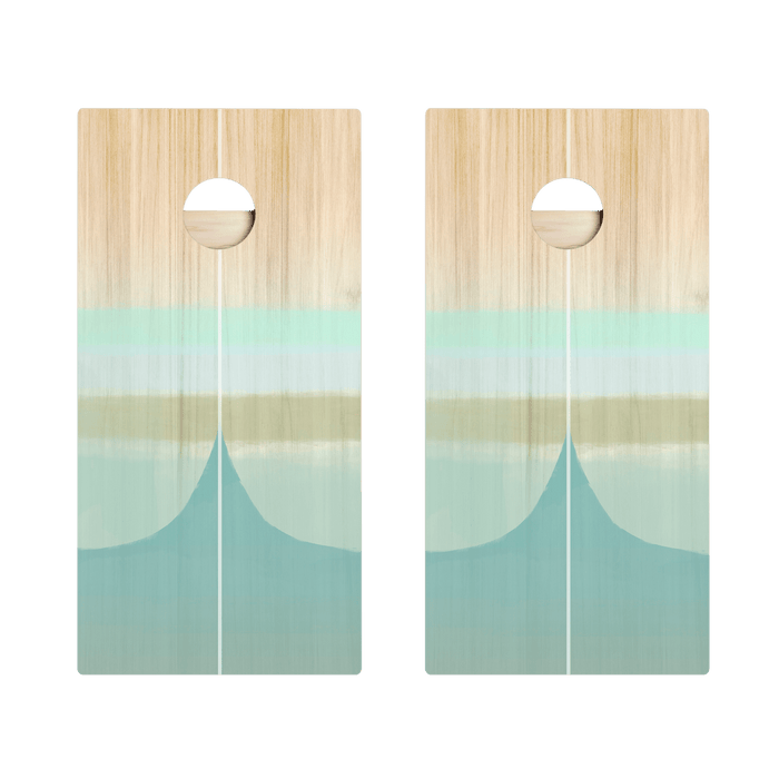 Bamboo Wood Watercolor Surf Star Cornhole Boards