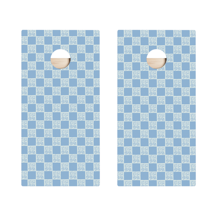 Beachy Blue Grid Star Cornhole Boards