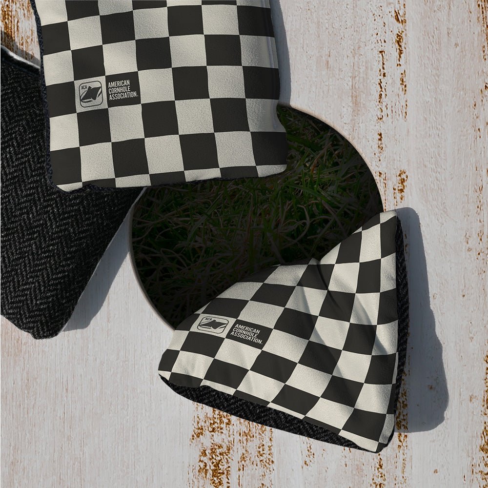 Black and White Checkered Synergy Soft Cornhole Bags