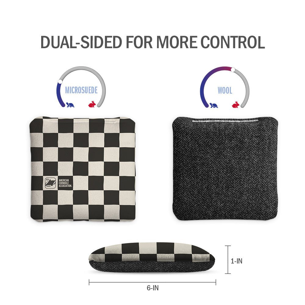 Black and White Checkered Synergy Soft Cornhole Bags