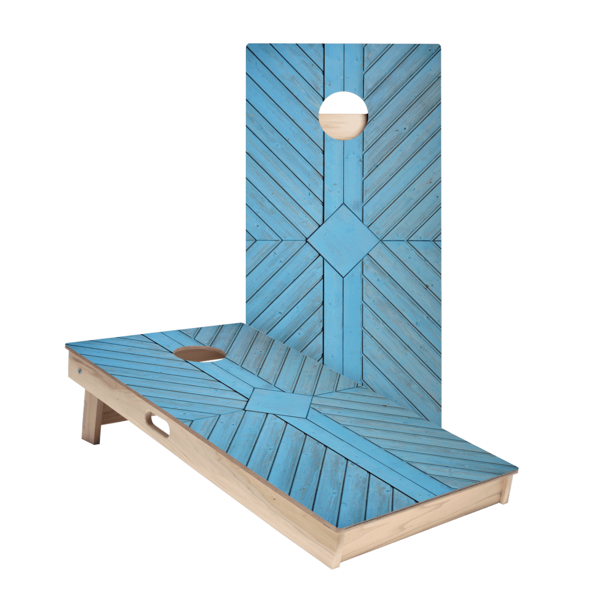 Blue Panel Wood Star Cornhole Boards