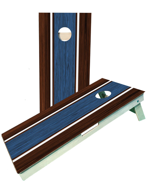 cornhole boards Brown and Blue Striped Cornhole Boards