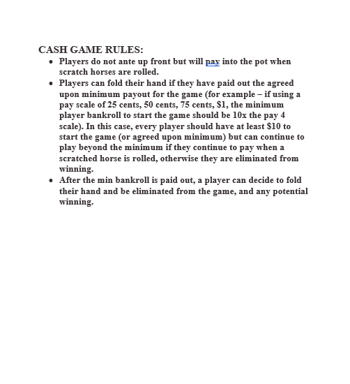 Horse Race Game Rules with progressive jackpot option!