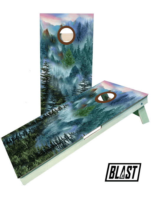 cornhole boards Camping Theme Valley Cornhole Set