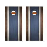 Classic Stripes Dark Wood Blue Silver Series Cornhole Boards