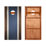 Classic Stripes Dark Wood Blue Silver Series Cornhole Boards