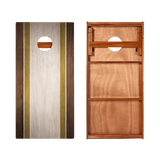 Classic Stripes Dark Wood Ivory and Gold Silver Series Cornhole Boards