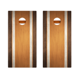 Classic Stripes Dark Wood Orange Silver Series Cornhole Boards
