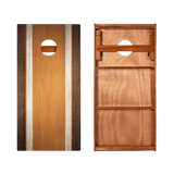 Classic Stripes Dark Wood Orange Silver Series Cornhole Boards
