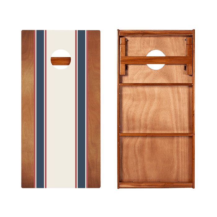 Classic Stripes Mahogany Blue and Red Silver Series Cornhole Boards