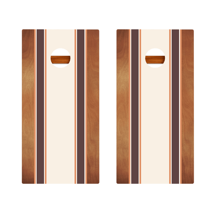 Classic Stripes Mahogany Brown and Orange Silver Series Cornhole Boards