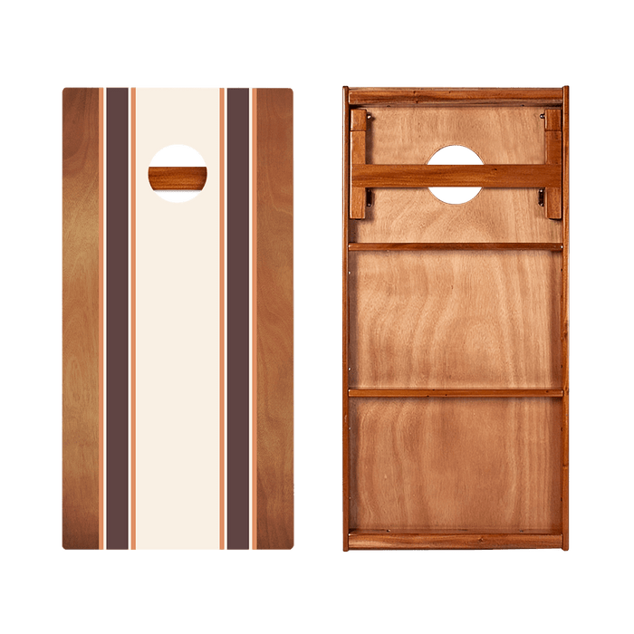 Classic Stripes Mahogany Brown and Orange Silver Series Cornhole Boards