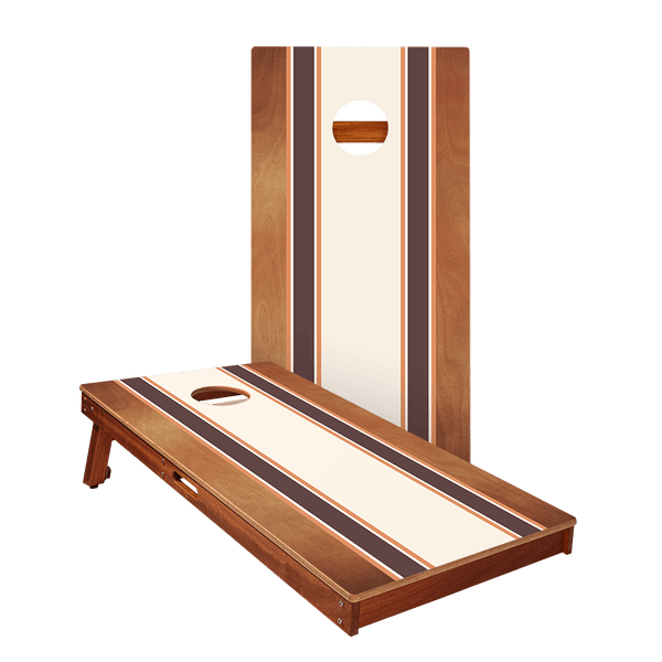 Classic Stripes Mahogany Brown and Orange Silver Series Cornhole Boards