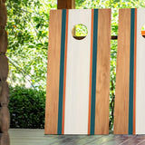 Classic Stripes Teal Orange Backyard 2400 Cornhole Boards