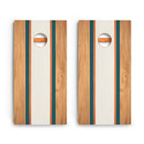 Classic Stripes Teal Orange Backyard 2400 Cornhole Boards