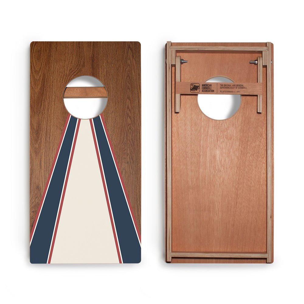 Classic Triangle Blue Mauve and Ivory Stripes Backyard 1x2 ft Cornhole Boards