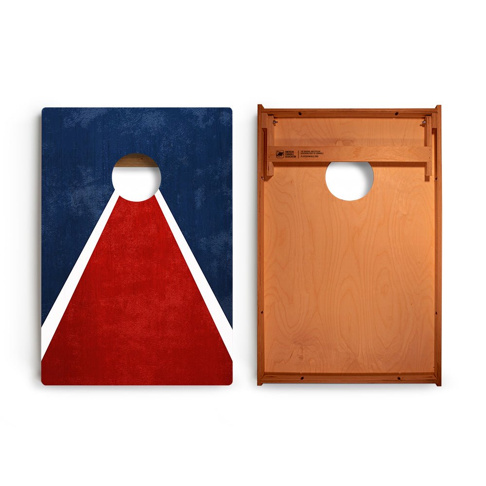 Classic Triangle Blue Red White Distressed Backyard 2300 Cornhole Boards